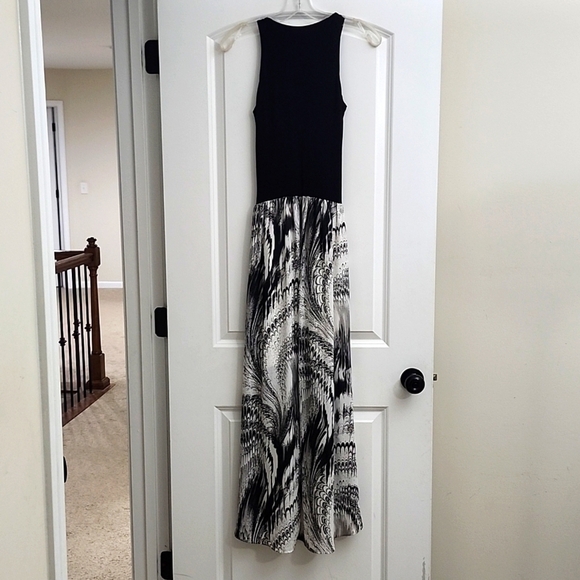 Bailey 44 NWOT XS Grumeti River Maxi Dress High Low Black White Graphic Ruched - Picture 7 of 15